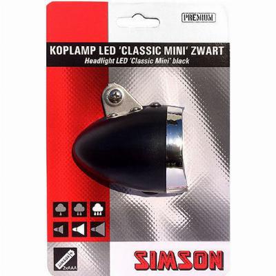 Simson Batterij Voorvork koplamp ''Classic Mini'' - zwart