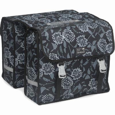 Dubbele fietstas New Looxs Fiori Double - Zarah zwart - 30 ltr.