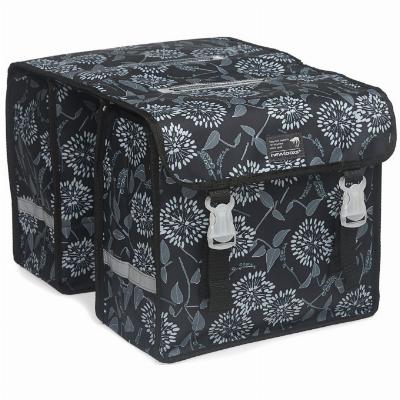 Dubbele fietstas New Looxs Fiori Midi Double - Zarah zwart -25 ltr.