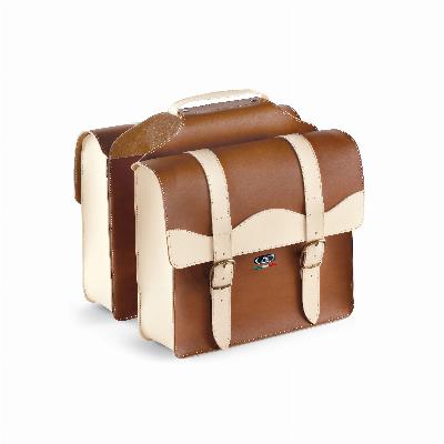 Dubbele Fietstas MonteGrappa City Skai-Leer 2-Tone Cognac/Creme