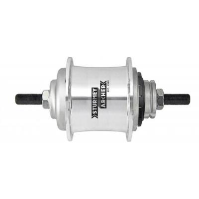 S2 Duomatic Sturmey Archer 2-speed Vrijloopnaaf 36-gats Zilver