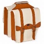 Dubbele Fietstas 'Cruiser-Vintage' Skai-Leer Creme/Cognac